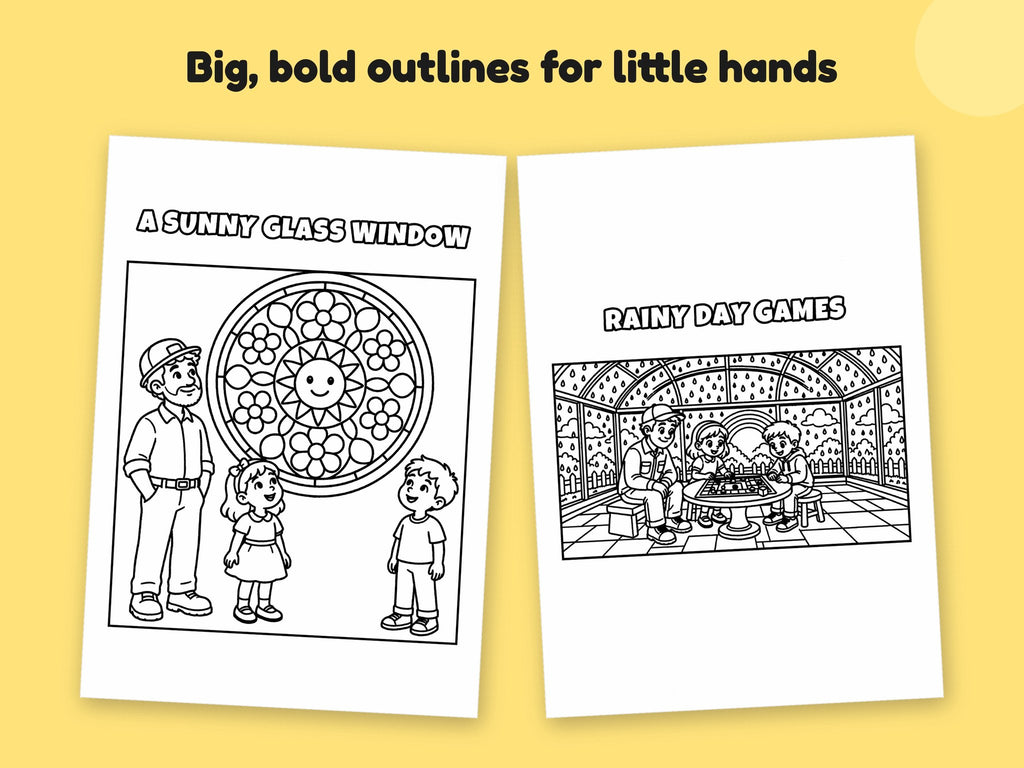 My Daddy is a Glazier – Printable Colouring Book: close-up of colouring pages