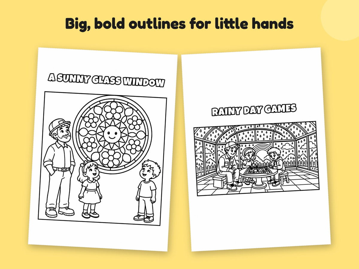 My Daddy is a Glazier – Printable Colouring Book: close-up of colouring pages