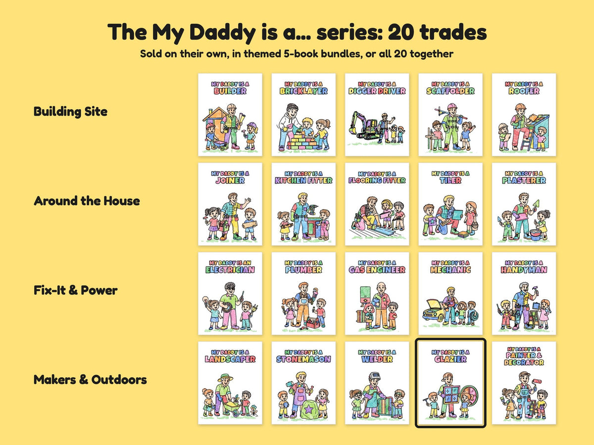 My Daddy is a Glazier – Printable Colouring Book: the full series