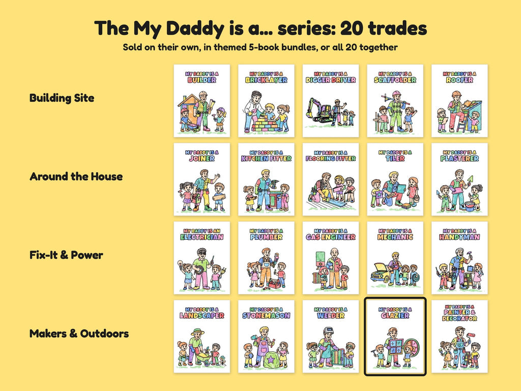 My Daddy is a Glazier – Printable Colouring Book: the full series