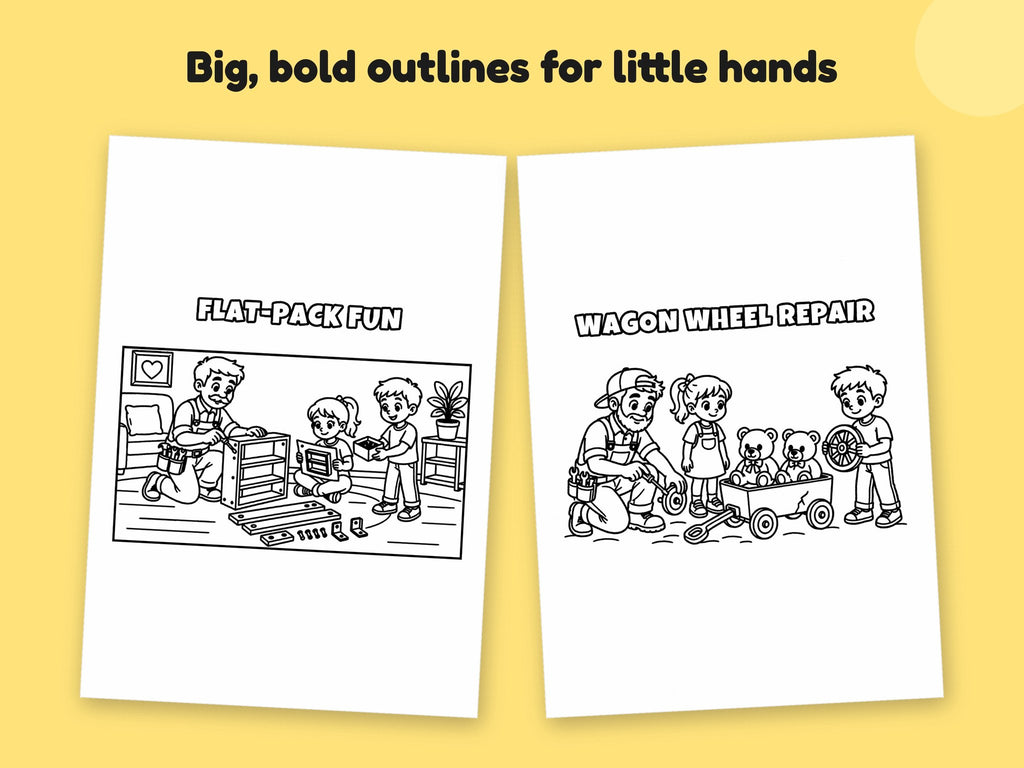 My Daddy is a Handyman – Printable Colouring Book: close-up of colouring pages