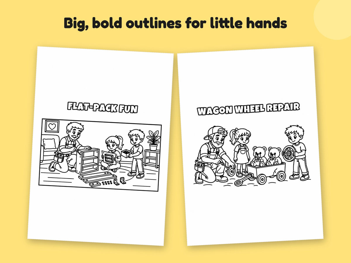 My Daddy is a Handyman – Printable Colouring Book: close-up of colouring pages