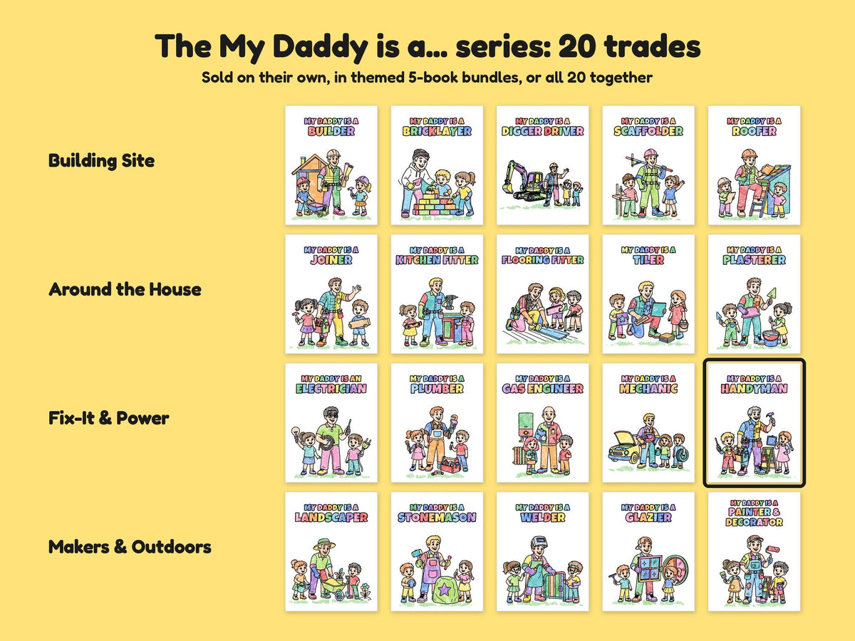 My Daddy is a Handyman – Printable Colouring Book: the full series