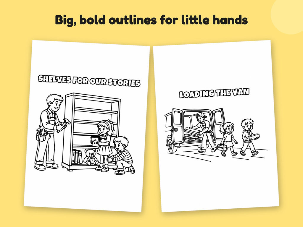 My Daddy is a Joiner – Printable Colouring Book: close-up of colouring pages