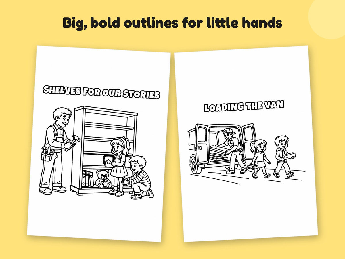 My Daddy is a Joiner – Printable Colouring Book: close-up of colouring pages