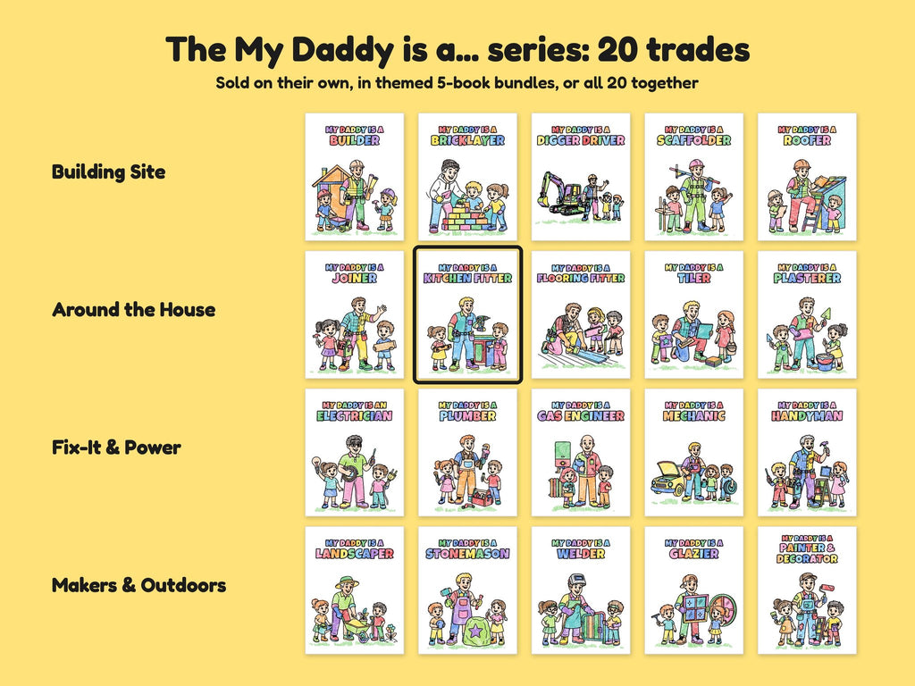 My Daddy is a Kitchen Fitter – Printable Colouring Book: the full series