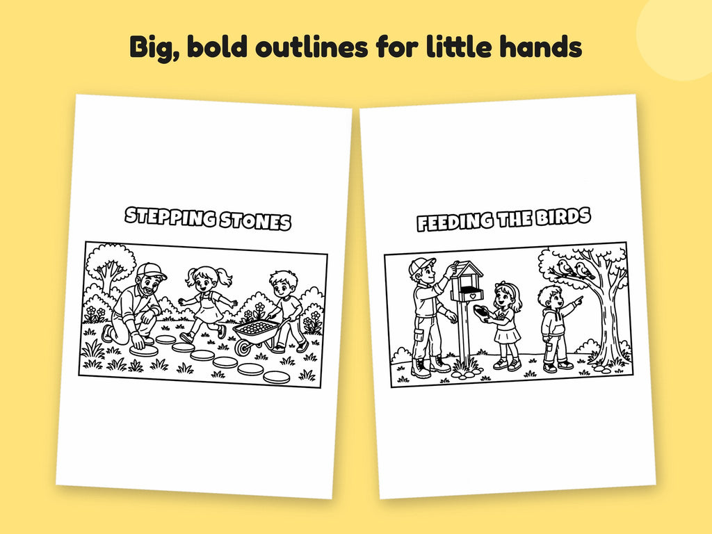My Daddy is a Landscaper – Printable Colouring Book: close-up of colouring pages