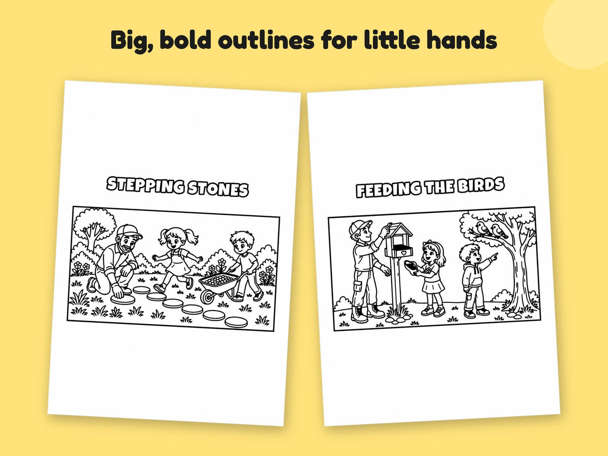 My Daddy is a Landscaper – Printable Colouring Book: close-up of colouring pages