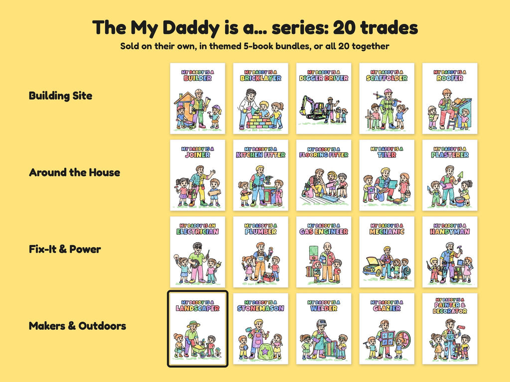 My Daddy is a Landscaper – Printable Colouring Book: the full series