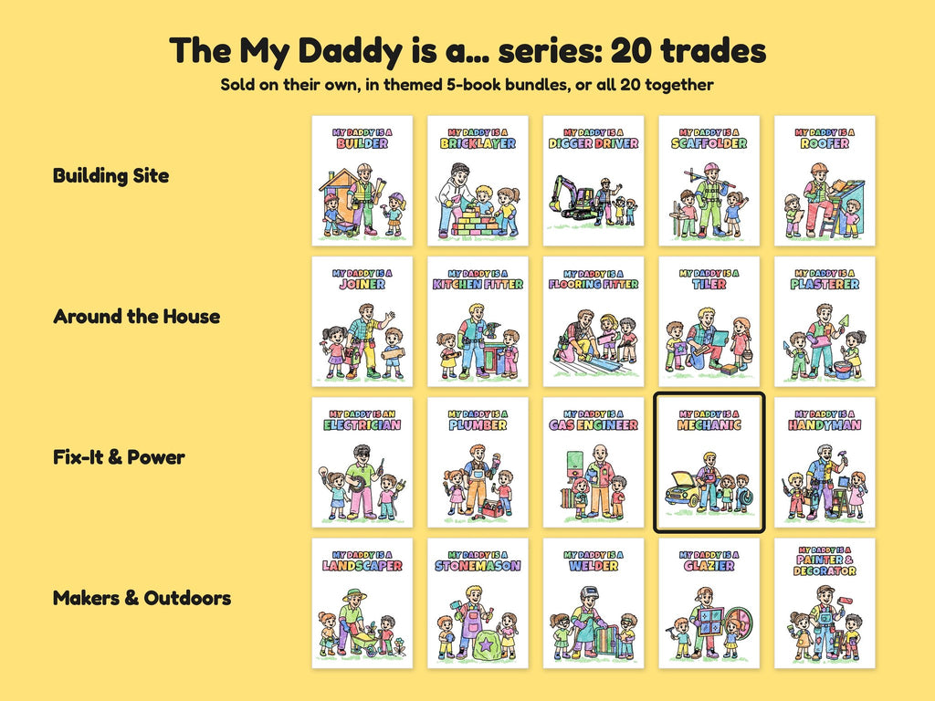 My Daddy is a Mechanic – Printable Colouring Book: the full series
