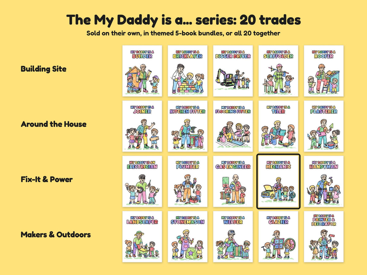 My Daddy is a Mechanic – Printable Colouring Book: the full series