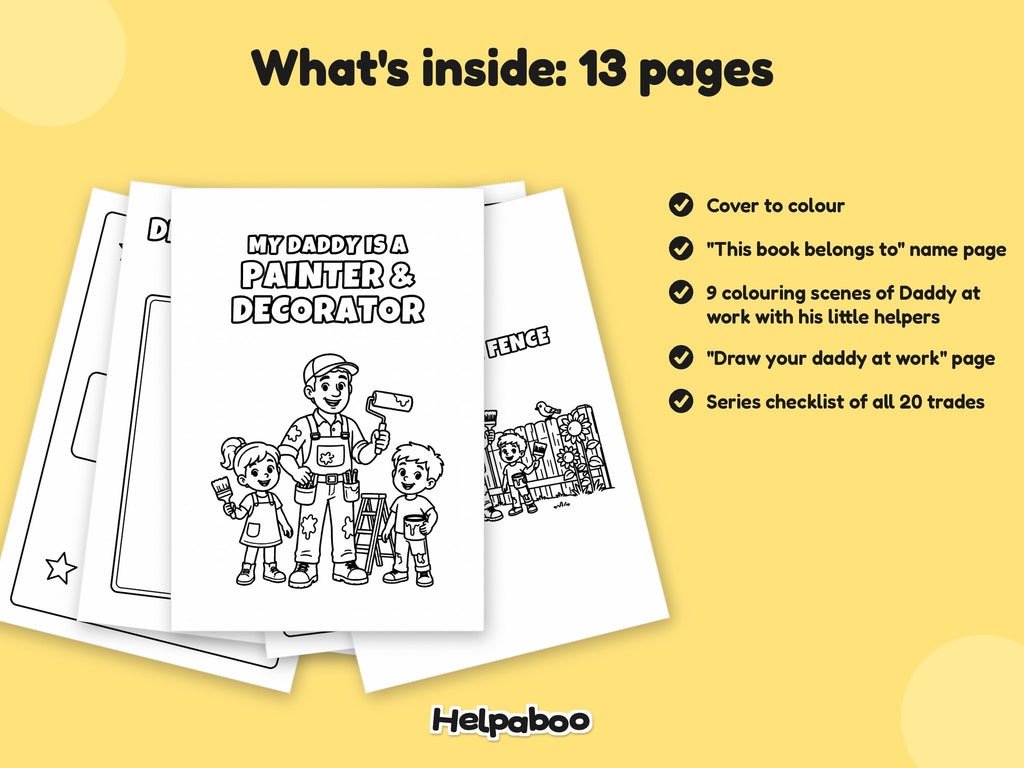 My Daddy is a Painter and Decorator – Printable Colouring Book: what's inside