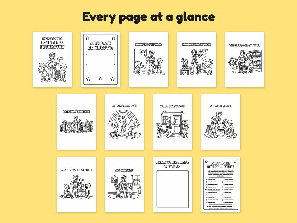 My Daddy is a Painter and Decorator – Printable Colouring Book: every page at a glance