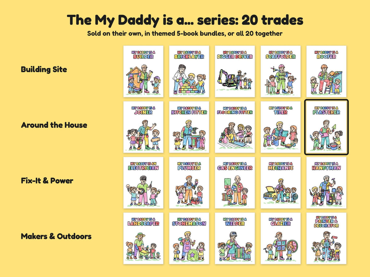My Daddy is a Plasterer – Printable Colouring Book: the full series