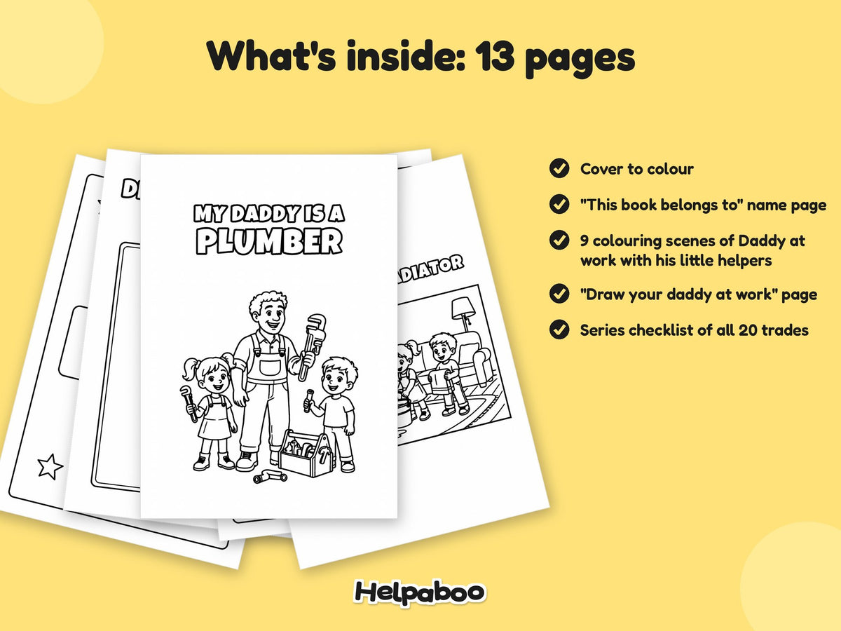 My Daddy is a Plumber – Printable Colouring Book: what's inside
