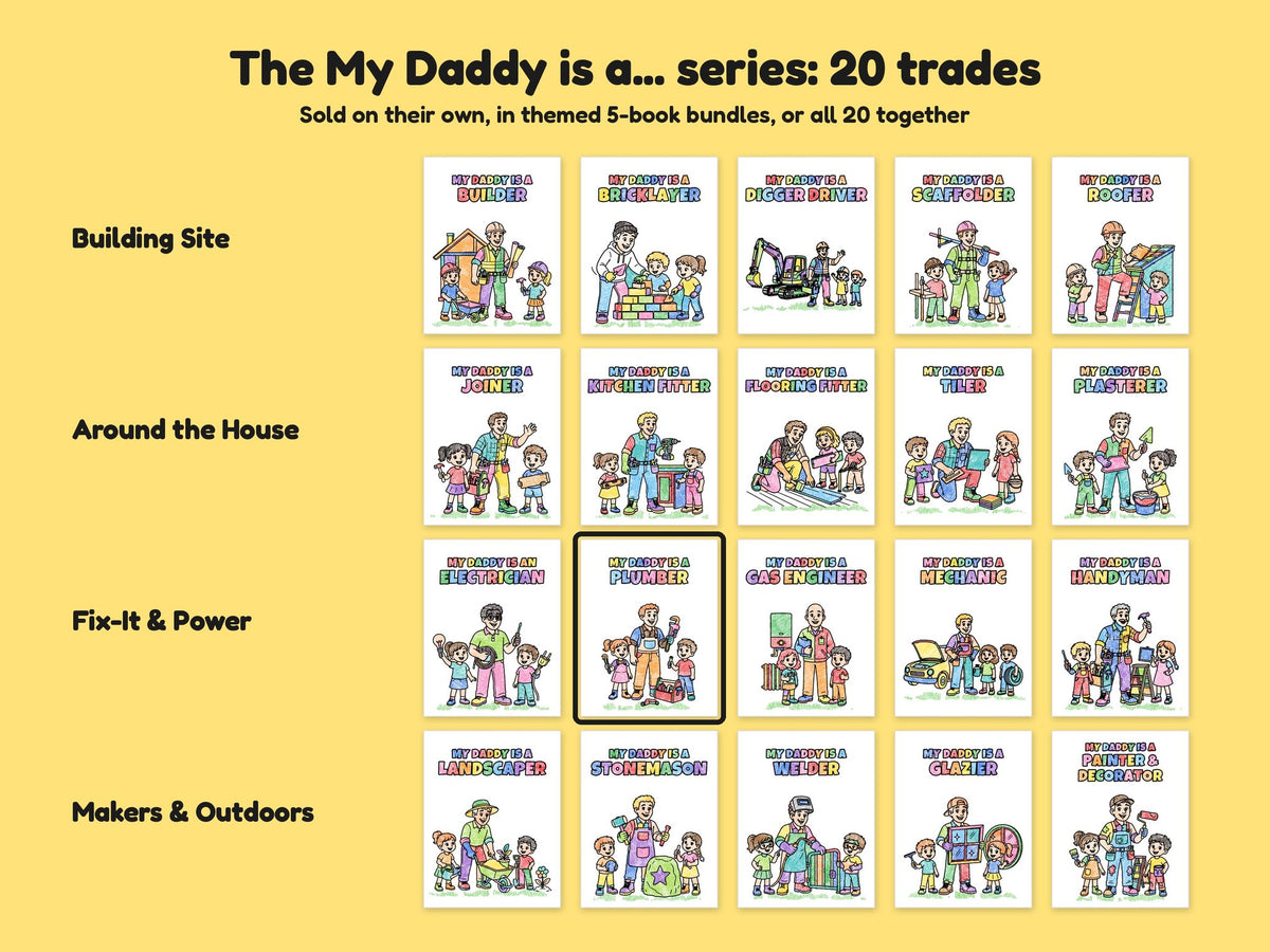 My Daddy is a Plumber – Printable Colouring Book: the full series