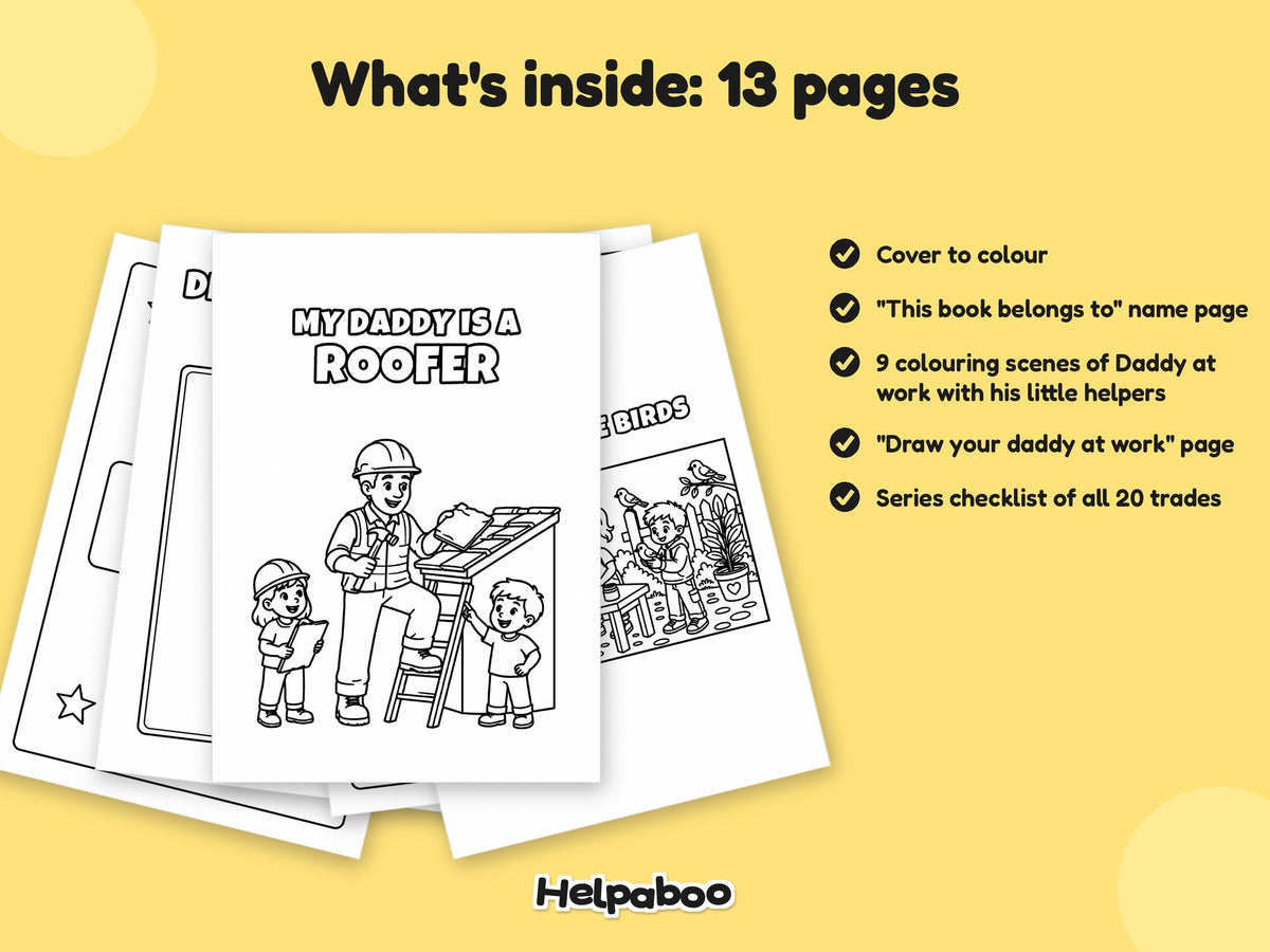 My Daddy is a Roofer – Printable Colouring Book: what's inside