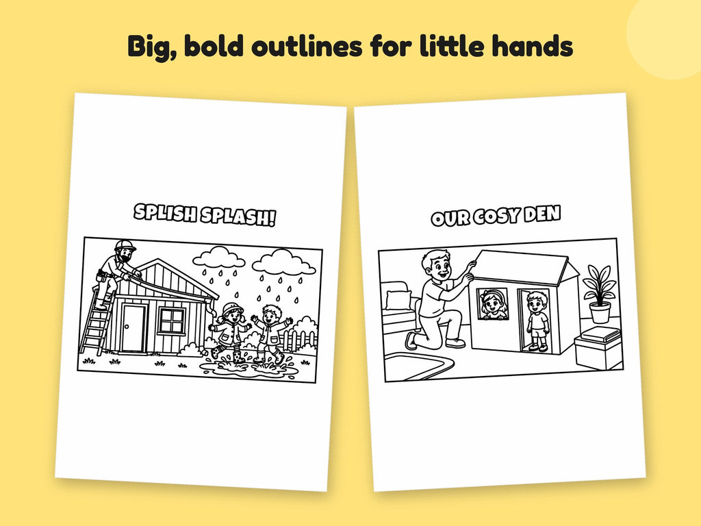 My Daddy is a Roofer – Printable Colouring Book: close-up of colouring pages