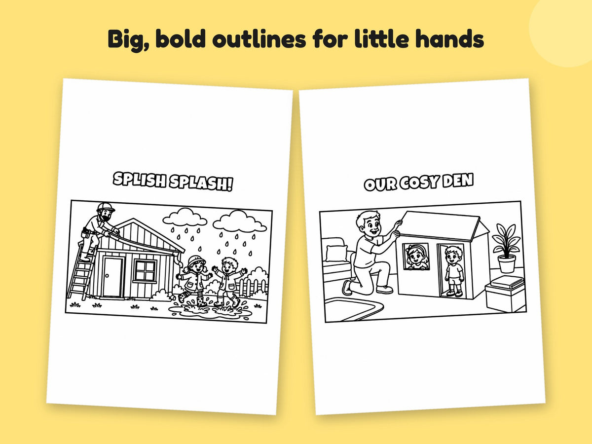 My Daddy is a Roofer – Printable Colouring Book: close-up of colouring pages