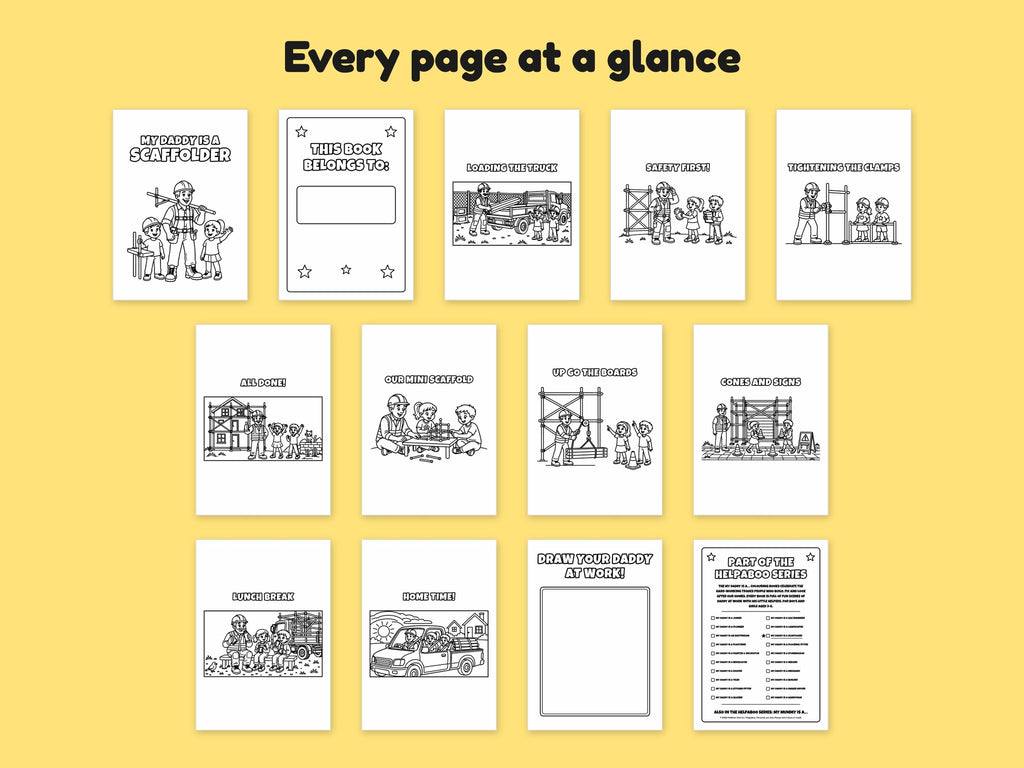 My Daddy is a Scaffolder – Printable Colouring Book: every page at a glance
