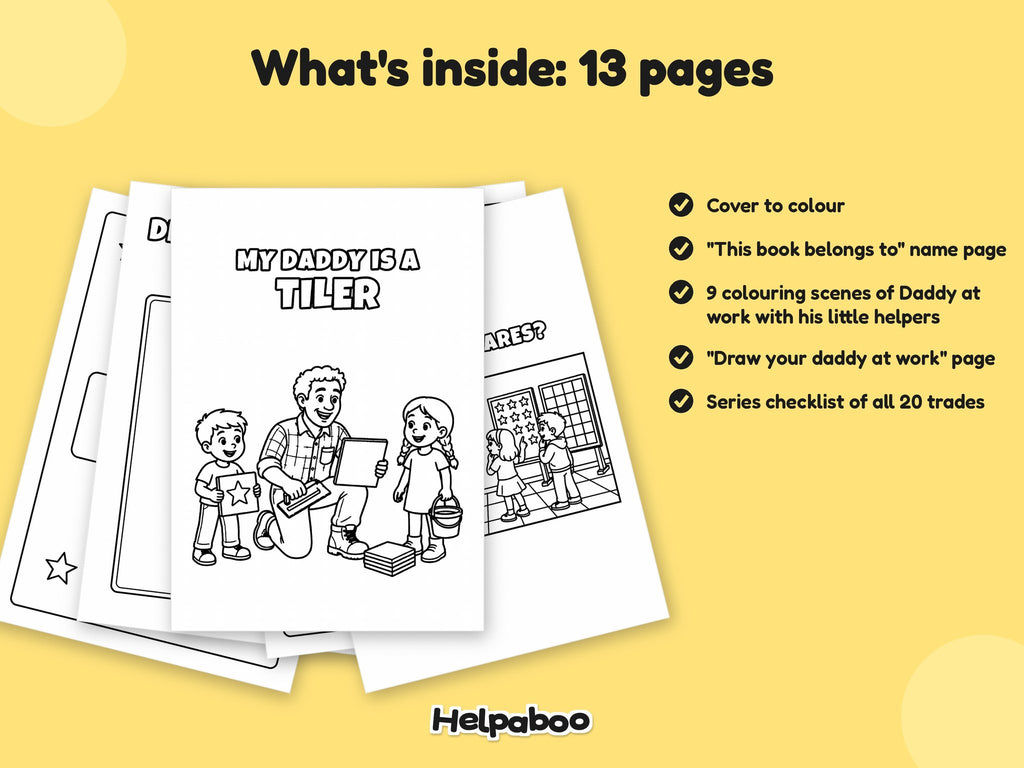 My Daddy is a Tiler – Printable Colouring Book: what's inside