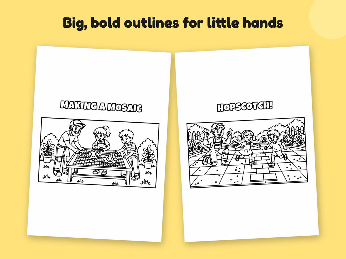 My Daddy is a Tiler – Printable Colouring Book: close-up of colouring pages