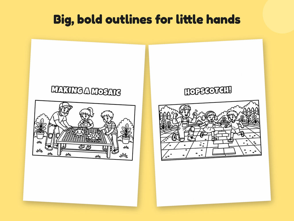 My Daddy is a Tiler – Printable Colouring Book: close-up of colouring pages
