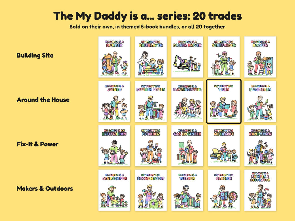 My Daddy is a Tiler – Printable Colouring Book: the full series