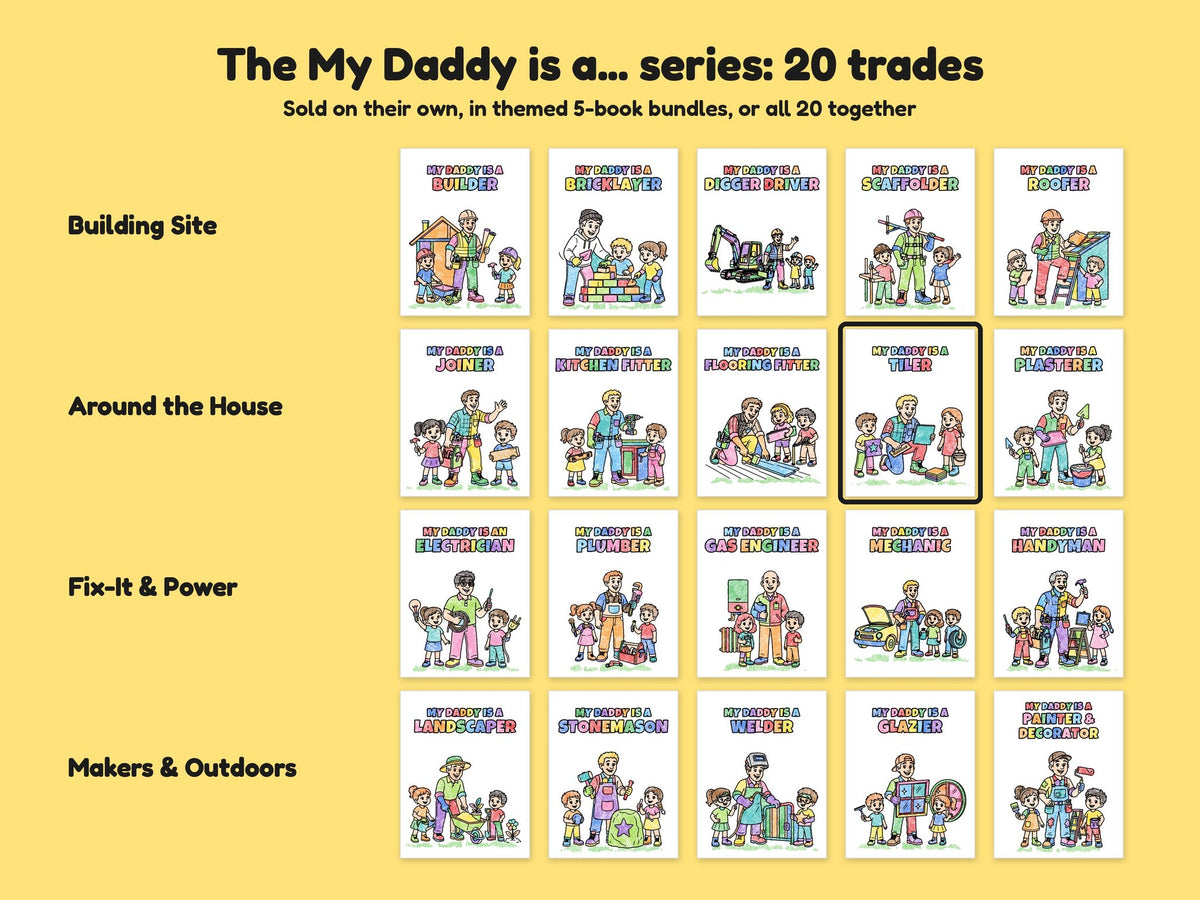 My Daddy is a Tiler – Printable Colouring Book: the full series