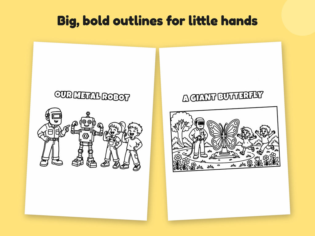 My Daddy is a Welder – Printable Colouring Book: close-up of colouring pages