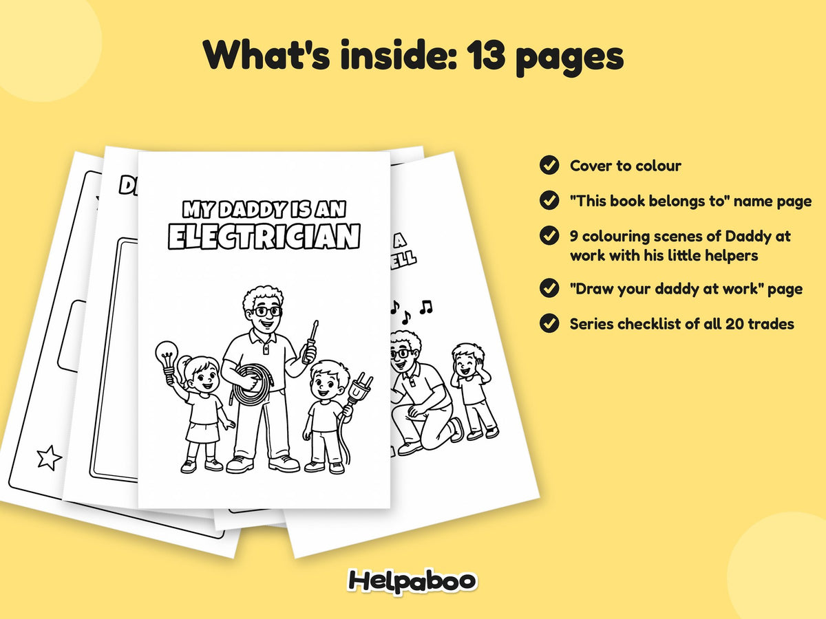 My Daddy is an Electrician – Printable Colouring Book: what's inside