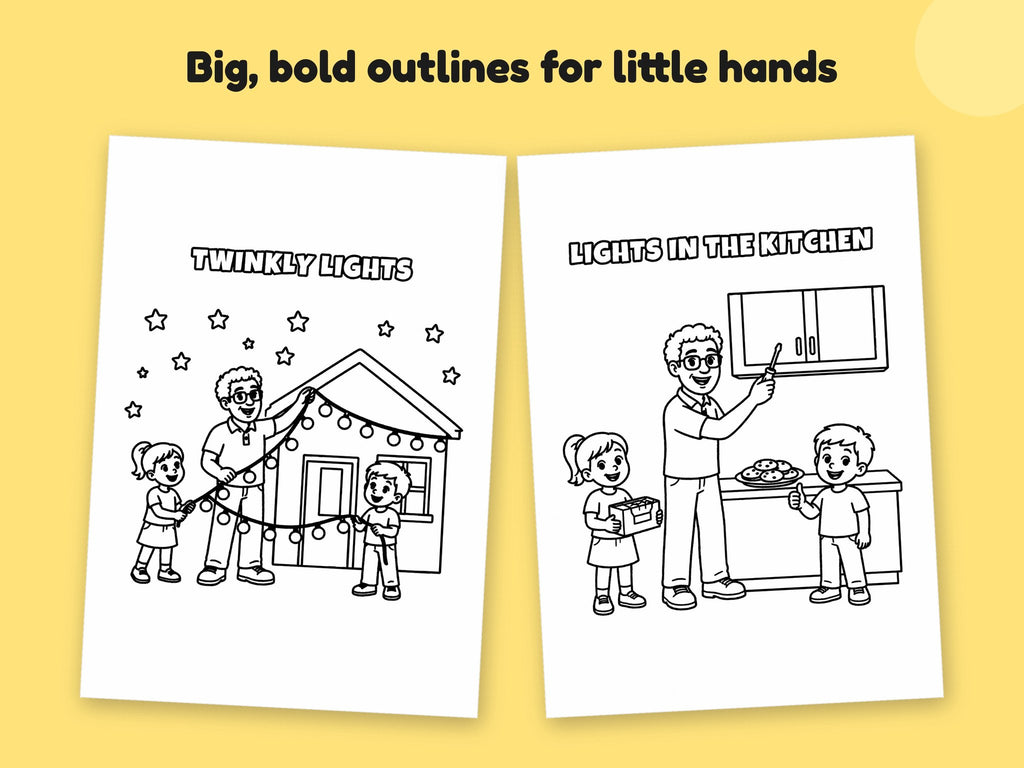 My Daddy is an Electrician – Printable Colouring Book: close-up of colouring pages