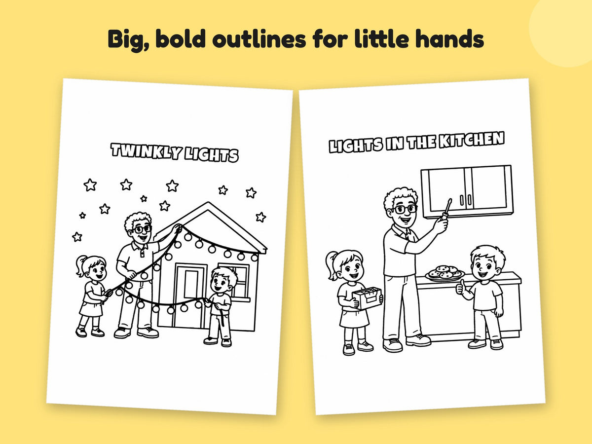 My Daddy is an Electrician – Printable Colouring Book: close-up of colouring pages