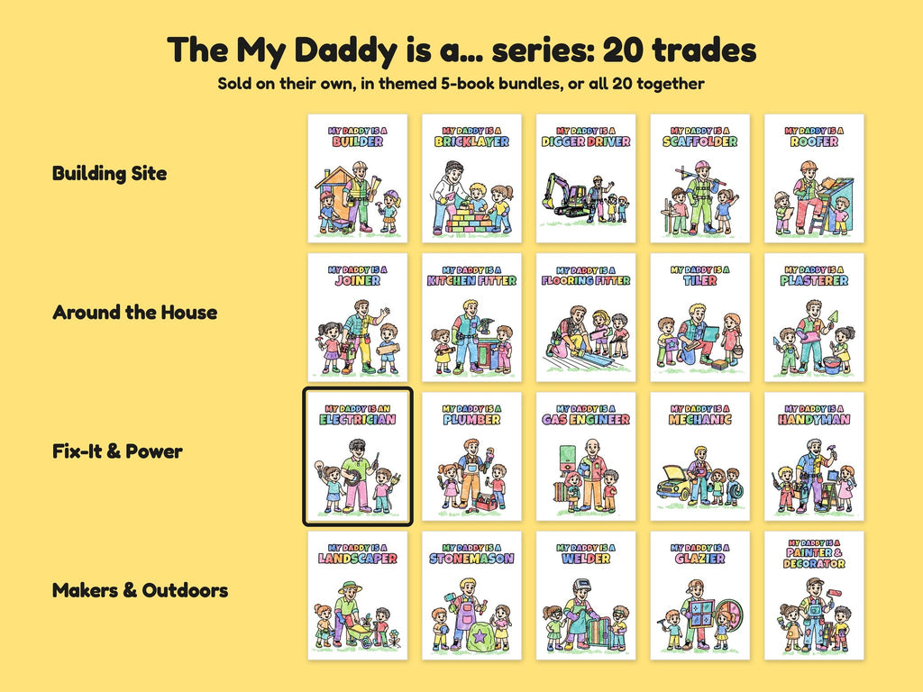 My Daddy is an Electrician – Printable Colouring Book: the full series