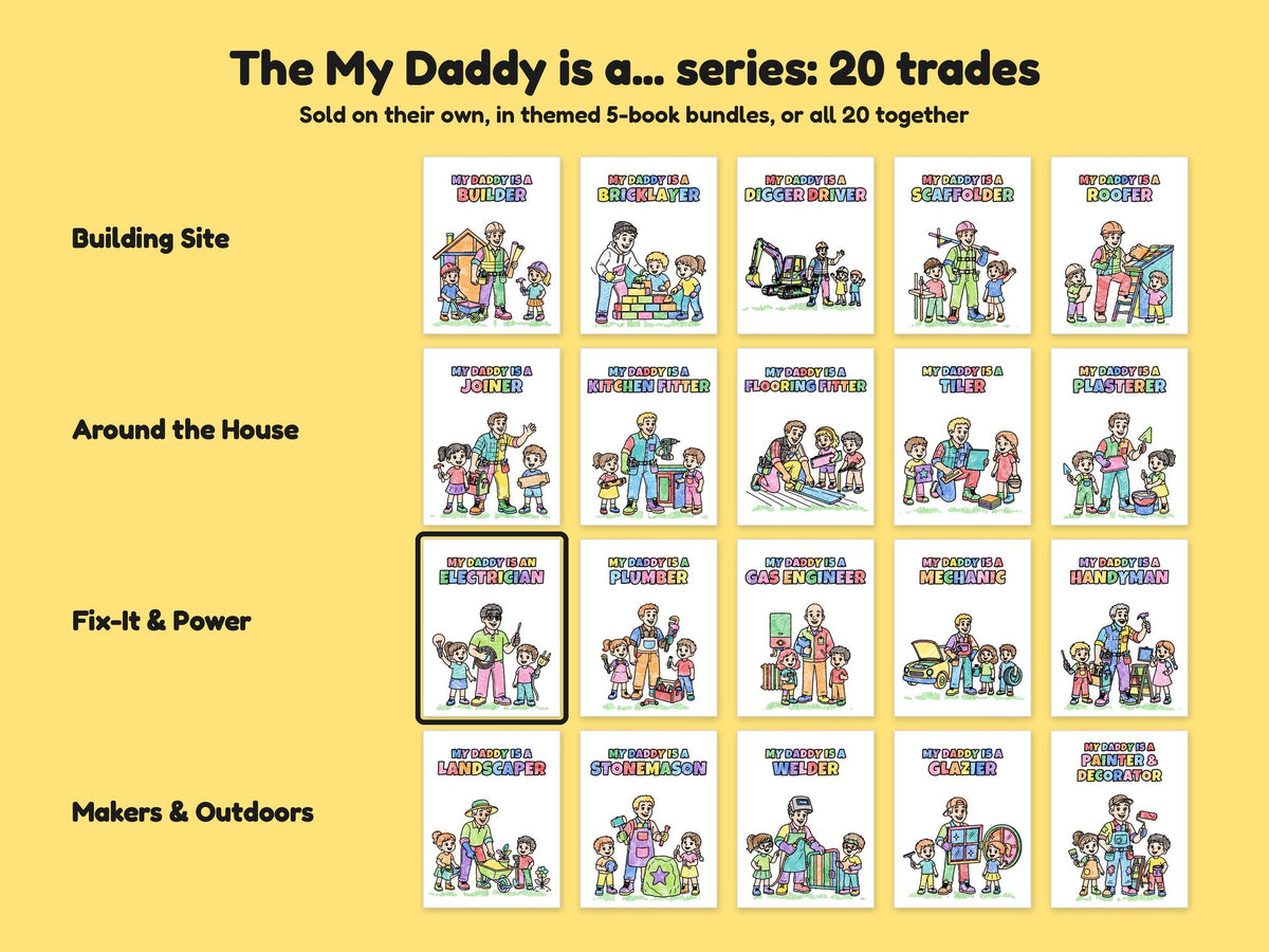 My Daddy is an Electrician – Printable Colouring Book: the full series