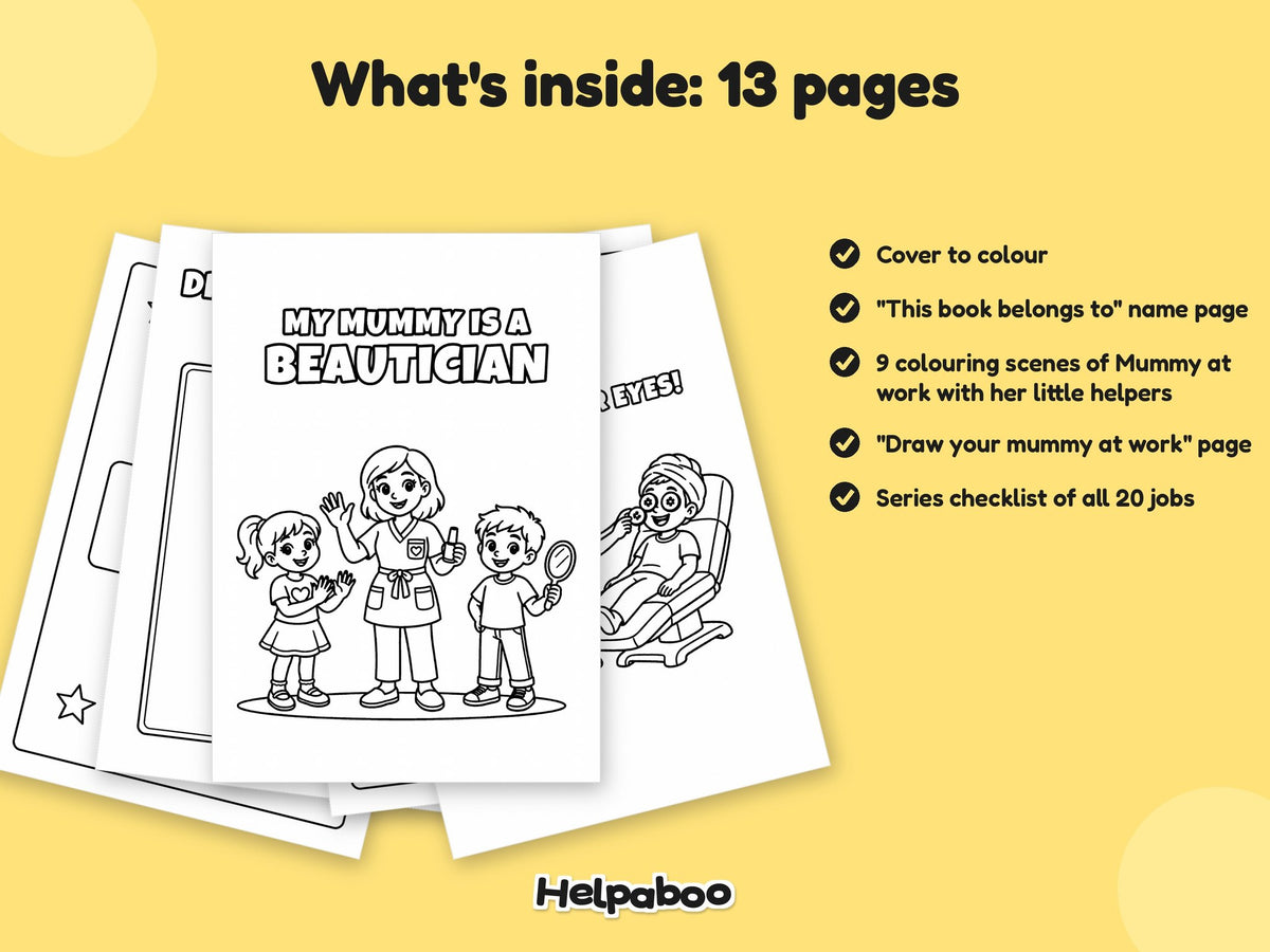 My Mummy is a Beautician – Printable Colouring Book: what's inside
