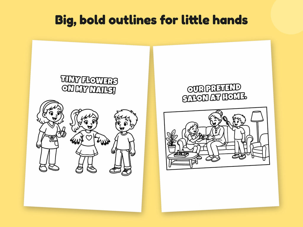 My Mummy is a Beautician – Printable Colouring Book: close-up of colouring pages