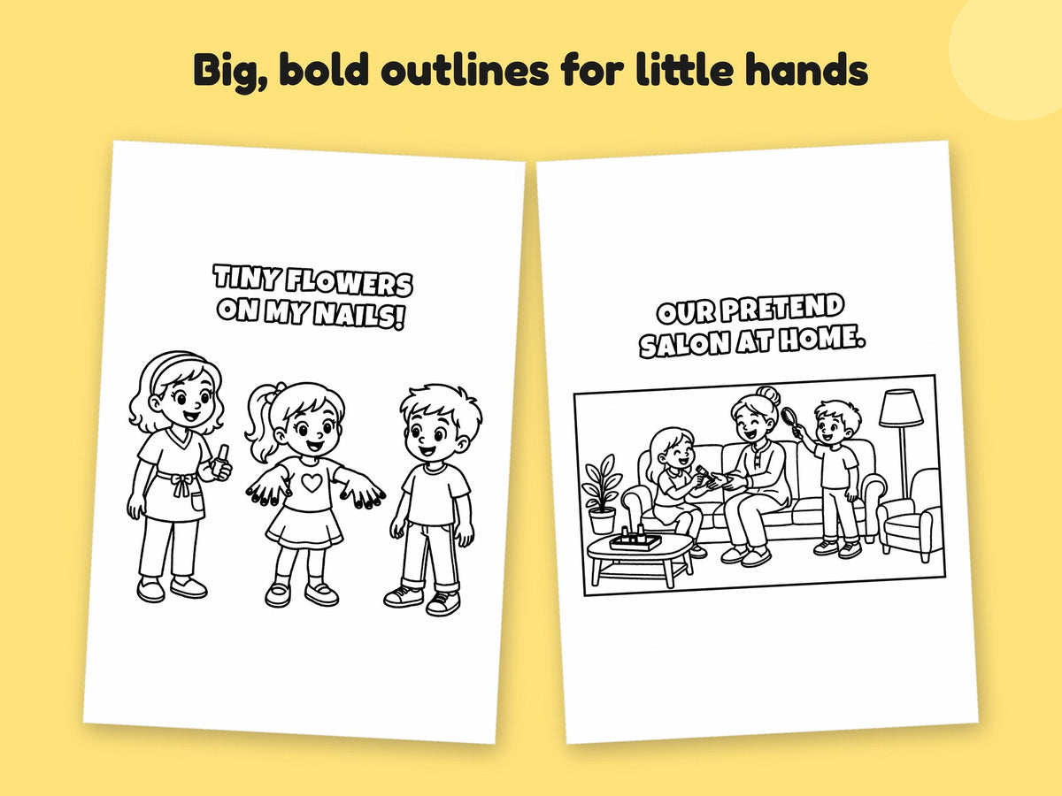 My Mummy is a Beautician – Printable Colouring Book: close-up of colouring pages