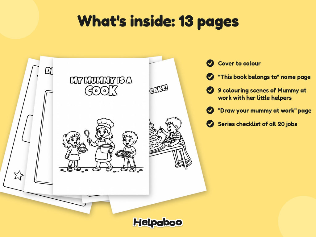My Mummy is a Cook – Printable Colouring Book: what's inside