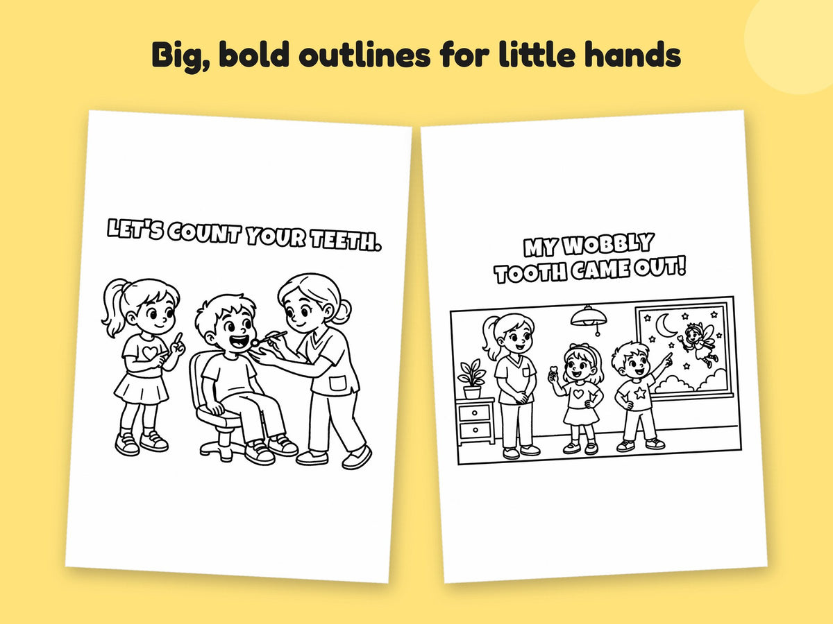 My Mummy is a Dentist – Printable Colouring Book: close-up of colouring pages