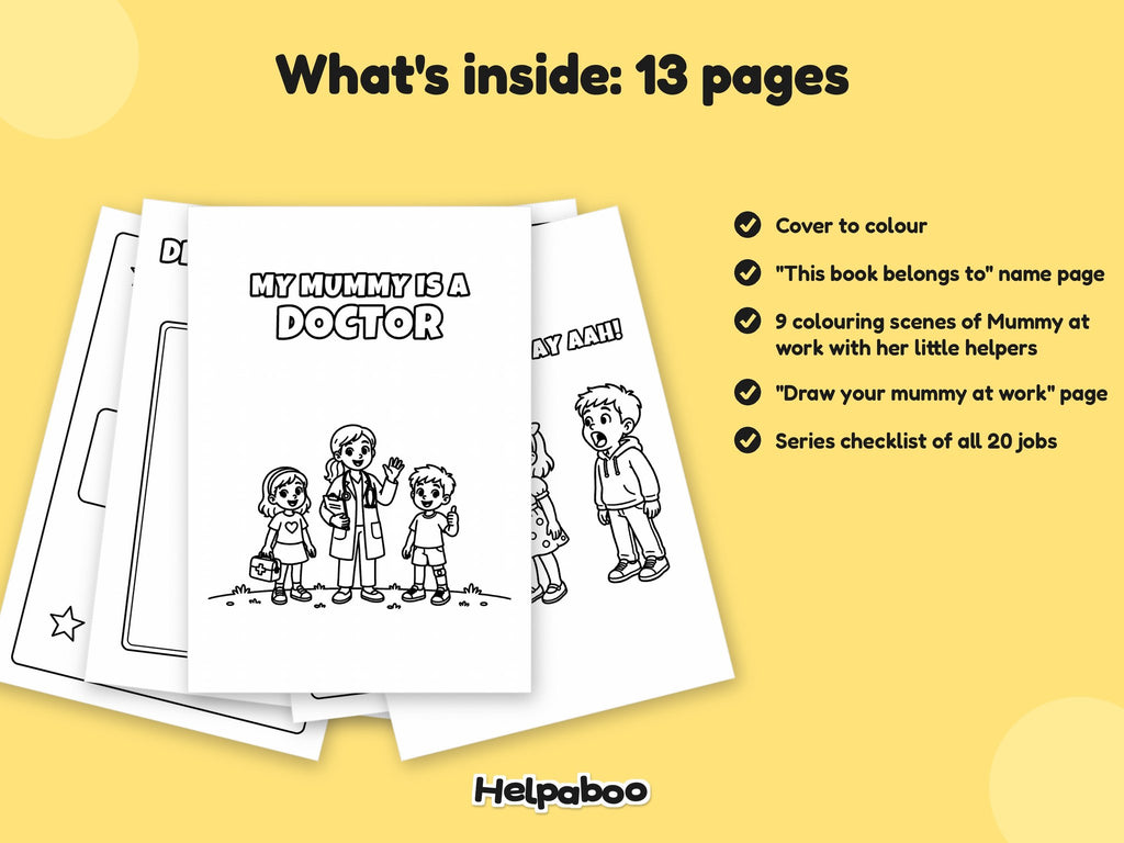 My Mummy is a Doctor – Printable Colouring Book: what's inside