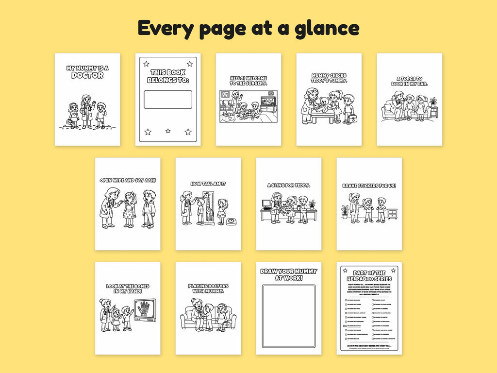 My Mummy is a Doctor – Printable Colouring Book: every page at a glance