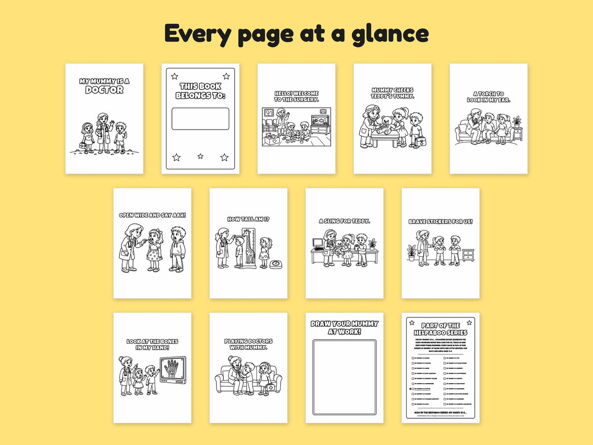My Mummy is a Doctor – Printable Colouring Book: every page at a glance