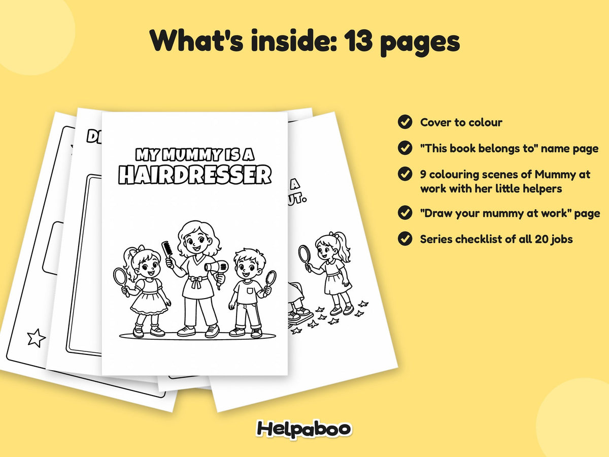 My Mummy is a Hairdresser – Printable Colouring Book: what's inside