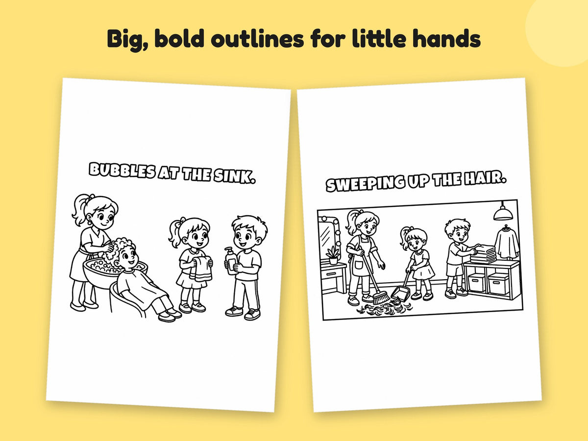 My Mummy is a Hairdresser – Printable Colouring Book: close-up of colouring pages