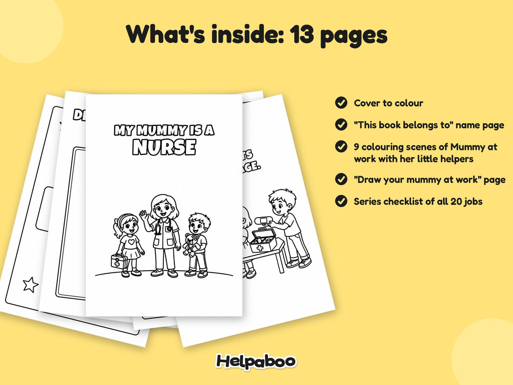 My Mummy is a Nurse – Printable Colouring Book: what's inside