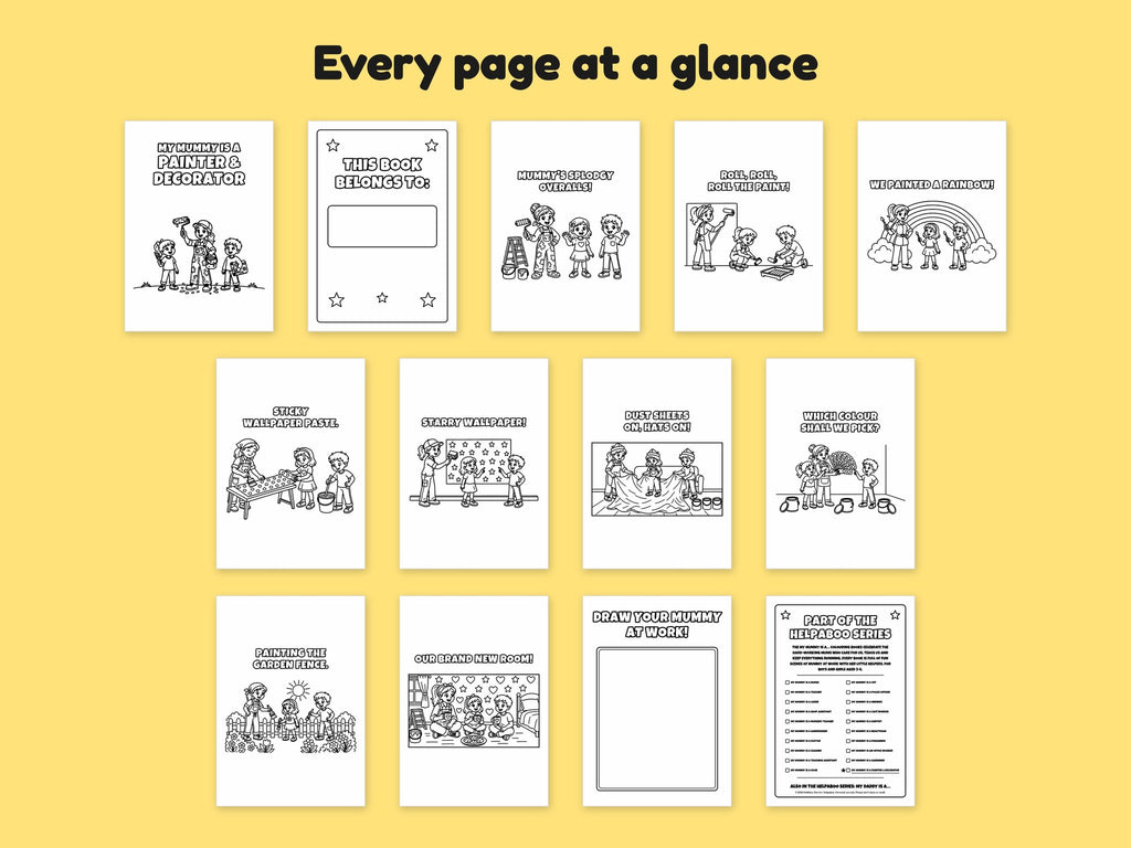 My Mummy is a Painter and Decorator – Printable Colouring Book: every page at a glance