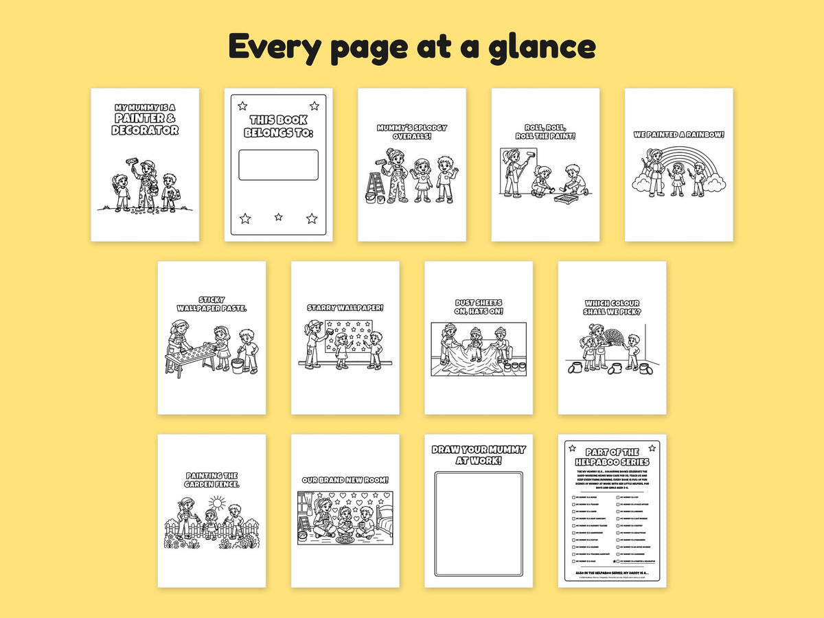 My Mummy is a Painter and Decorator – Printable Colouring Book: every page at a glance
