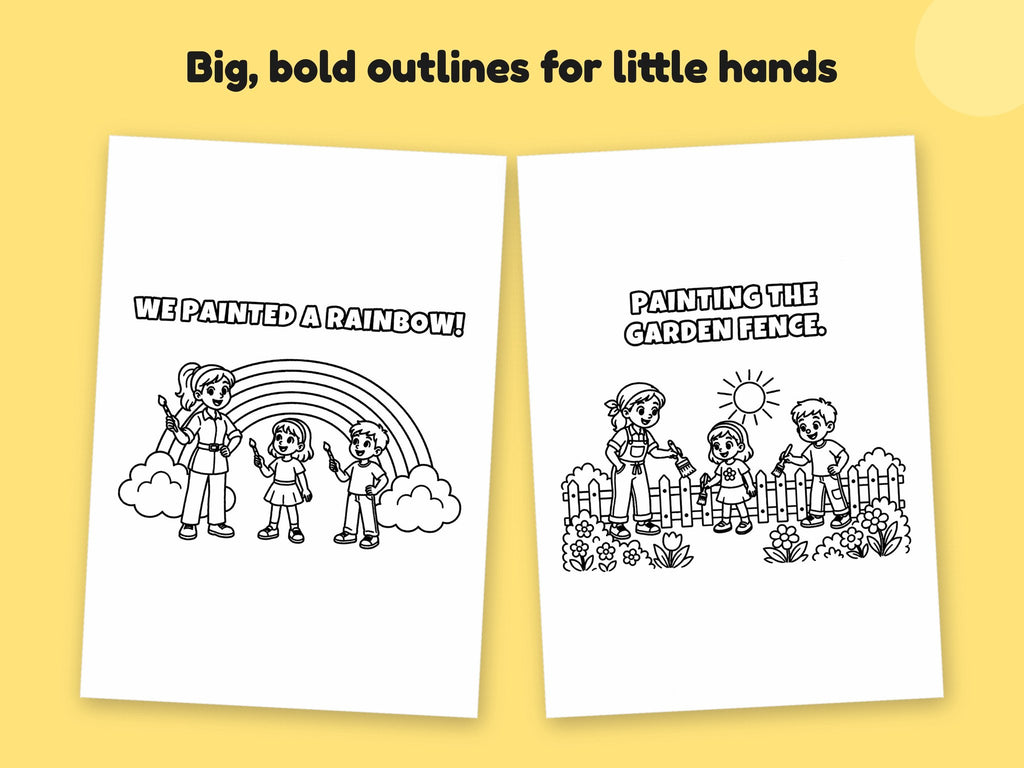 My Mummy is a Painter and Decorator – Printable Colouring Book: close-up of colouring pages