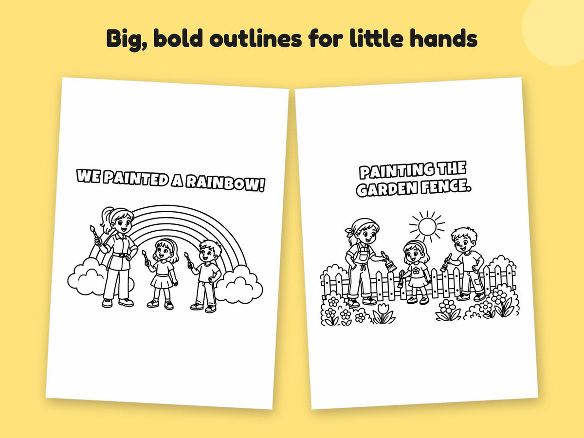 My Mummy is a Painter and Decorator – Printable Colouring Book: close-up of colouring pages